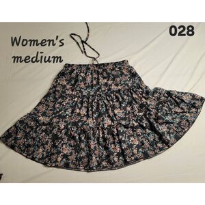 Boho cottage core floral country skirt flowers black gypsy medium women's clothi